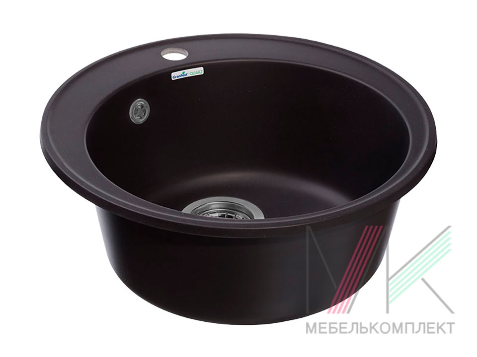 Мойка Гранфест QUARZ (ECO-08) круглая черный D-480 (без сифона)