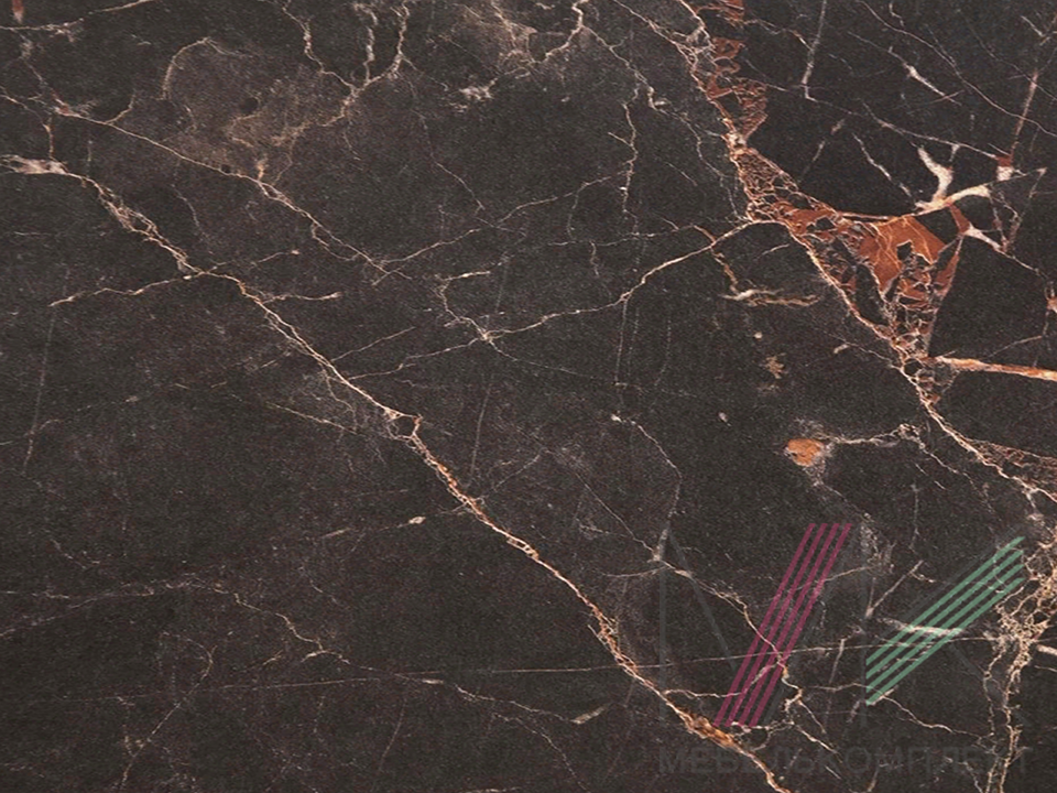 Столешница влагостойкая № 906Г Мрамор Марквина черный глянец (600*4200*38*1U) Союз