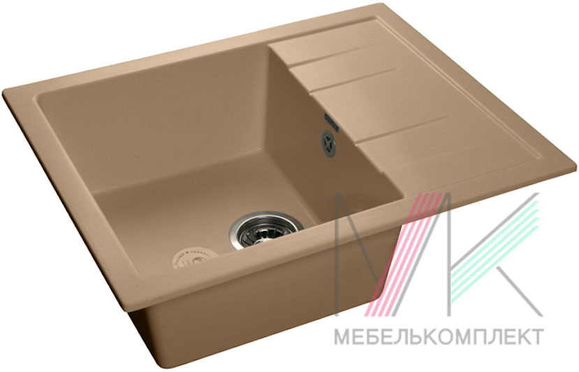 Мойка Гранфест QUARZ (ECO-13) прямоугольная с крылом 620*480 песок (без сифона)