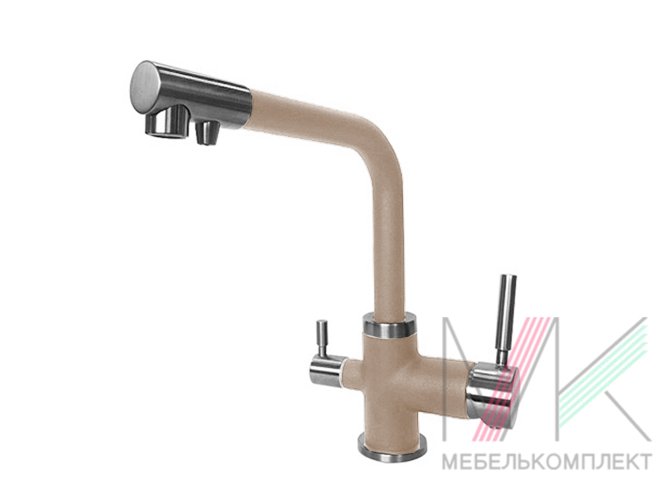 Смеситель Gerdamix STENLY F108 (песок) выс. излив, с каналом для пит.воды