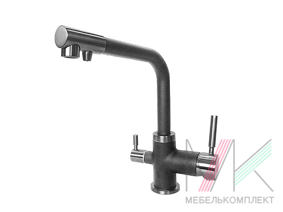 Смеситель Gerdamix STENLY D205/GR308 (черный) выс. излив, с каналом для пит.воды