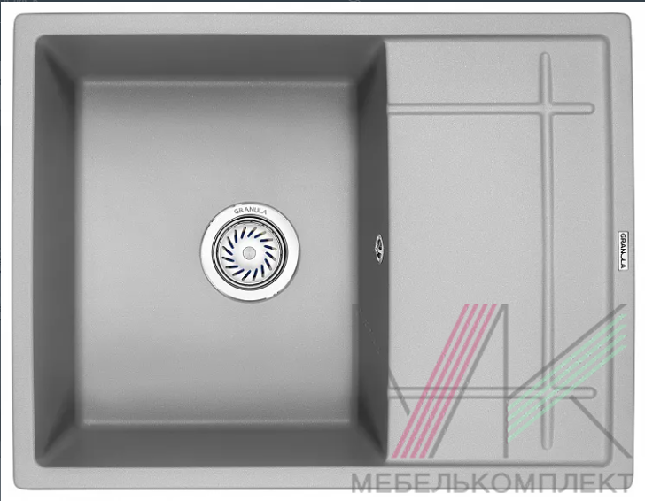 Мойка Гранула прямоугольная 650*500 алюминиум 6501(с сифоном)