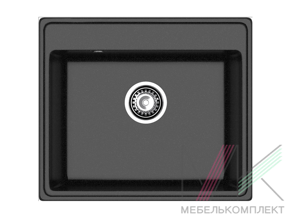 Мойка Гранфест VERTEX GF-V-580 чёрный квадратная 580*500 односекционная "с сифоном"